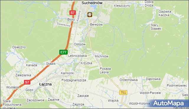 mapa Michniów, Michniów na mapie Targeo