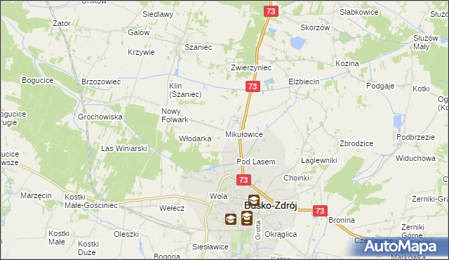 mapa Mikułowice gmina Busko-Zdrój, Mikułowice gmina Busko-Zdrój na mapie Targeo