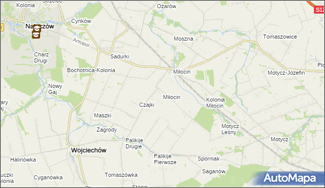 mapa Miłocin gmina Wojciechów, Miłocin gmina Wojciechów na mapie Targeo