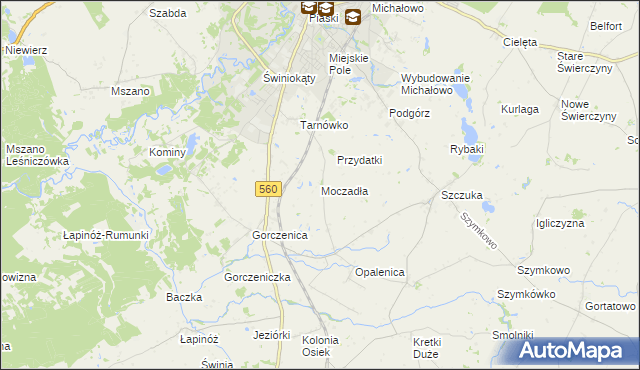 mapa Moczadła gmina Brodnica, Moczadła gmina Brodnica na mapie Targeo