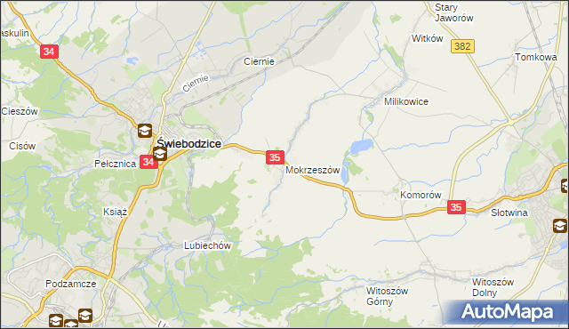 mapa Mokrzeszów, Mokrzeszów na mapie Targeo