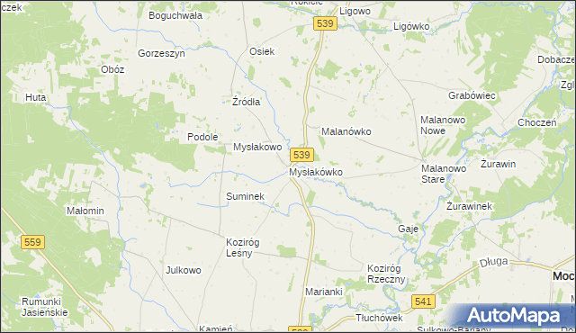mapa Mysłakówko, Mysłakówko na mapie Targeo