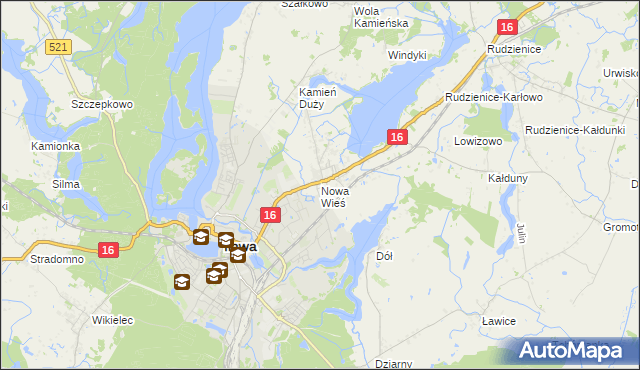 mapa Nowa Wieś gmina Iława, Nowa Wieś gmina Iława na mapie Targeo