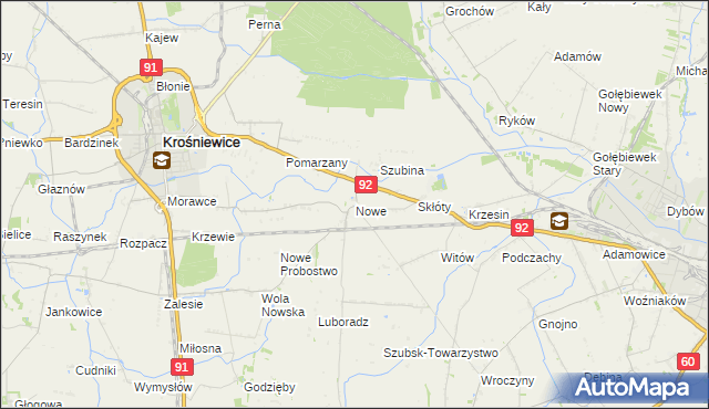 mapa Nowe gmina Krośniewice, Nowe gmina Krośniewice na mapie Targeo