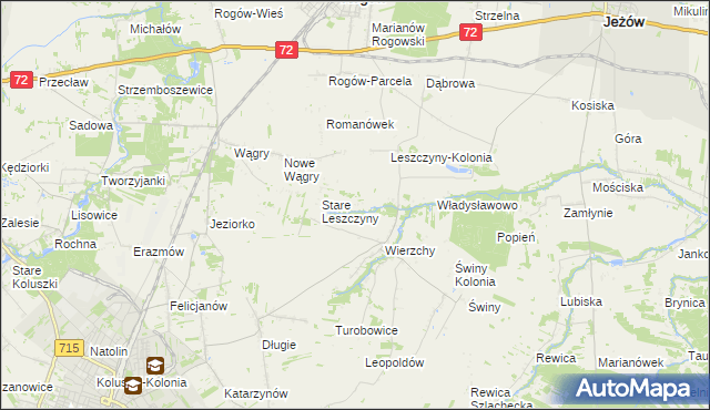 mapa Olszewo gmina Jeżów, Olszewo gmina Jeżów na mapie Targeo