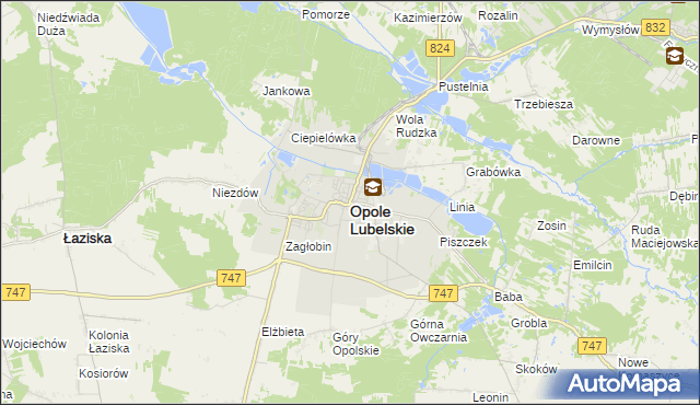 mapa Opole Lubelskie, Opole Lubelskie na mapie Targeo