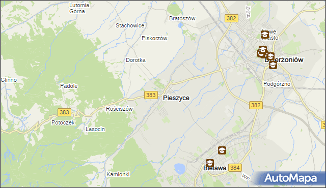 mapa Pieszyce, Pieszyce na mapie Targeo