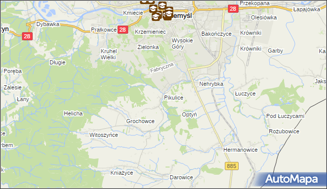 mapa Pikulice, Pikulice na mapie Targeo