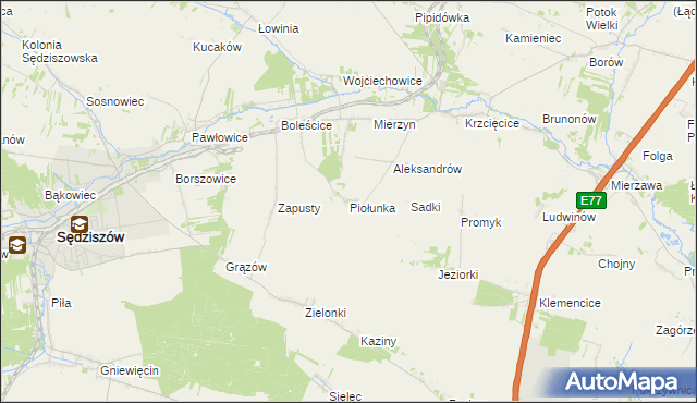 mapa Piołunka, Piołunka na mapie Targeo