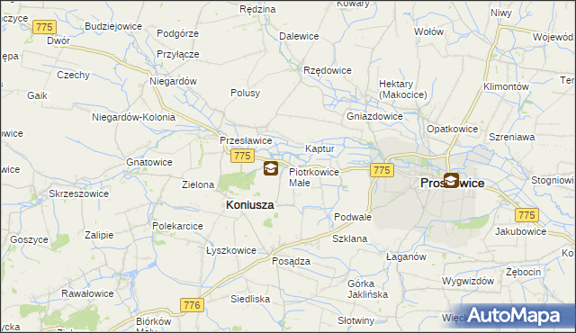 mapa Piotrkowice Małe, Piotrkowice Małe na mapie Targeo