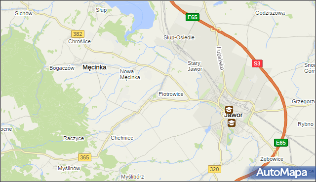 mapa Piotrowice gmina Męcinka, Piotrowice gmina Męcinka na mapie Targeo