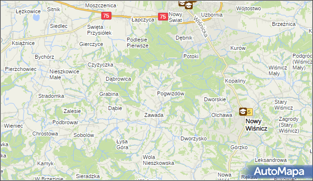 mapa Pogwizdów gmina Bochnia, Pogwizdów gmina Bochnia na mapie Targeo