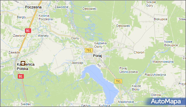mapa Poraj powiat myszkowski, Poraj powiat myszkowski na mapie Targeo