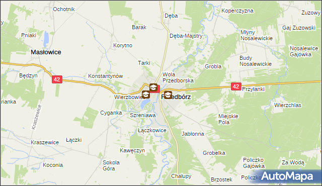 mapa Przedbórz powiat radomszczański, Przedbórz powiat radomszczański na mapie Targeo