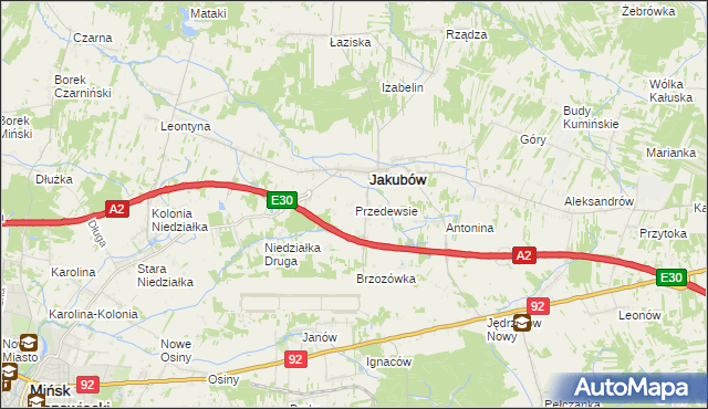mapa Przedewsie gmina Jakubów, Przedewsie gmina Jakubów na mapie Targeo