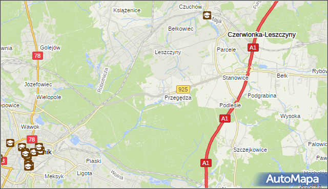 mapa Przegędza, Przegędza na mapie Targeo