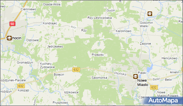 mapa Przepitki gmina Nowe Miasto, Przepitki gmina Nowe Miasto na mapie Targeo