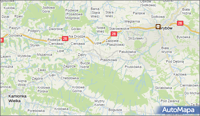 mapa Ptaszkowa, Ptaszkowa na mapie Targeo