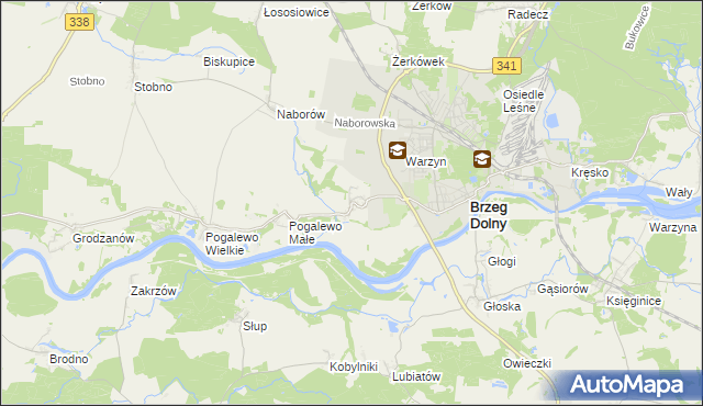 mapa Pysząca gmina Brzeg Dolny, Pysząca gmina Brzeg Dolny na mapie Targeo