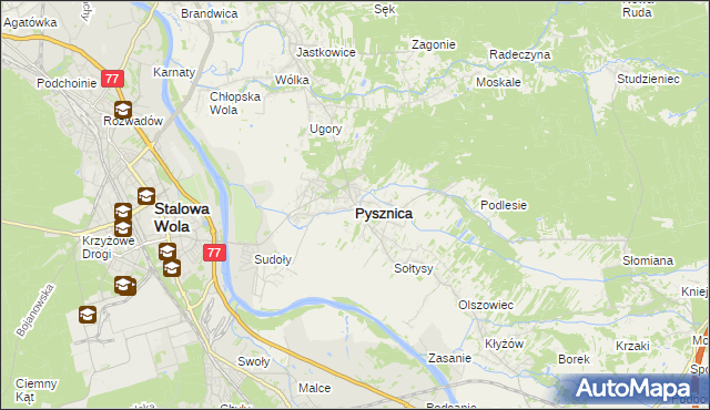 mapa Pysznica, Pysznica na mapie Targeo