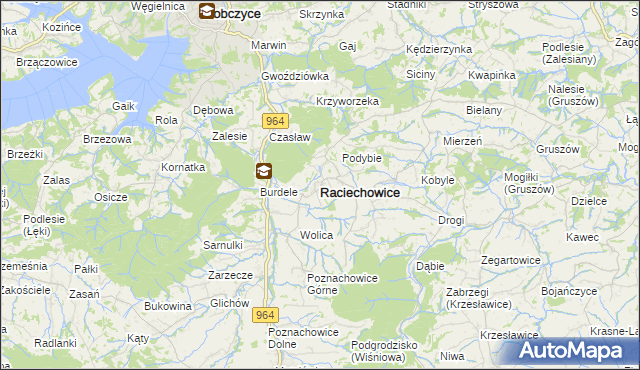 mapa Raciechowice, Raciechowice na mapie Targeo