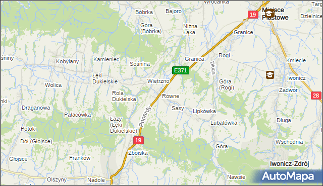 mapa Równe gmina Dukla, Równe gmina Dukla na mapie Targeo