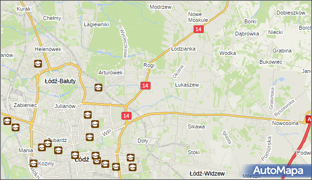 mapa Różki gmina Łódź, Różki gmina Łódź na mapie Targeo