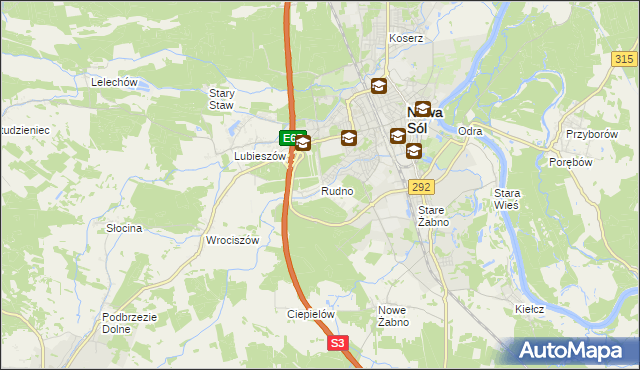 mapa Rudno gmina Nowa Sól, Rudno gmina Nowa Sól na mapie Targeo