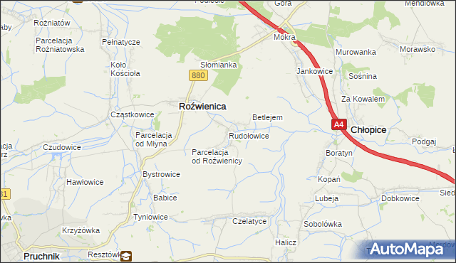 mapa Rudołowice, Rudołowice na mapie Targeo