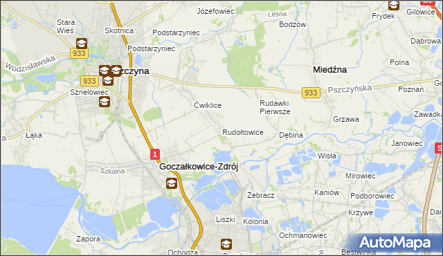 mapa Rudołtowice, Rudołtowice na mapie Targeo