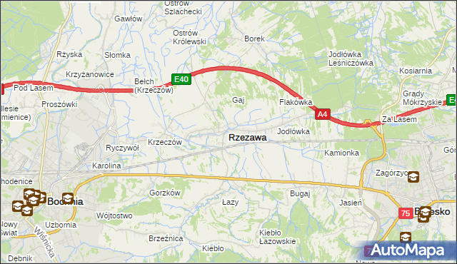 mapa Rzezawa, Rzezawa na mapie Targeo