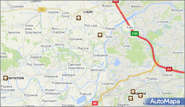 mapa Ściejowice, Ściejowice na mapie Targeo