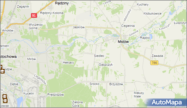 mapa Siedlec gmina Mstów, Siedlec gmina Mstów na mapie Targeo