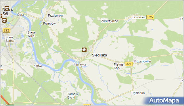 mapa Siedlisko powiat nowosolski, Siedlisko powiat nowosolski na mapie Targeo