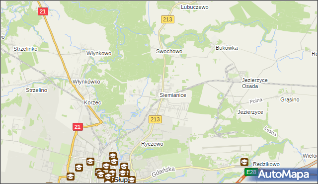 mapa Siemianice gmina Słupsk, Siemianice gmina Słupsk na mapie Targeo