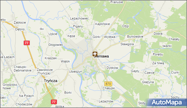 mapa Sieniawa powiat przeworski, Sieniawa powiat przeworski na mapie Targeo