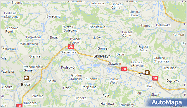 mapa Skołyszyn, Skołyszyn na mapie Targeo