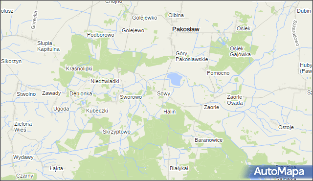 mapa Sowy gmina Pakosław, Sowy gmina Pakosław na mapie Targeo