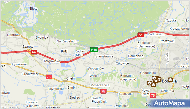mapa Stanisławice gmina Bochnia, Stanisławice gmina Bochnia na mapie Targeo