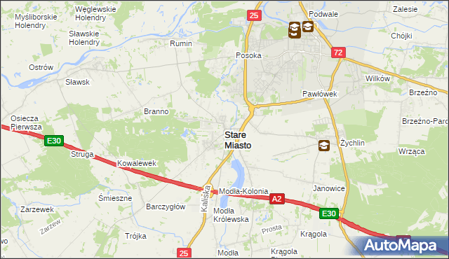 mapa Stare Miasto powiat koniński, Stare Miasto powiat koniński na mapie Targeo