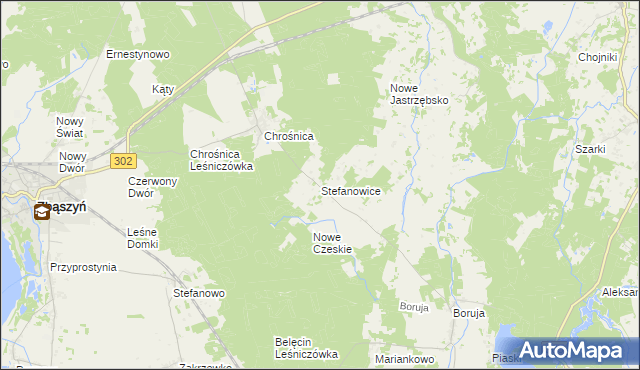 mapa Stefanowice gmina Zbąszyń, Stefanowice gmina Zbąszyń na mapie Targeo