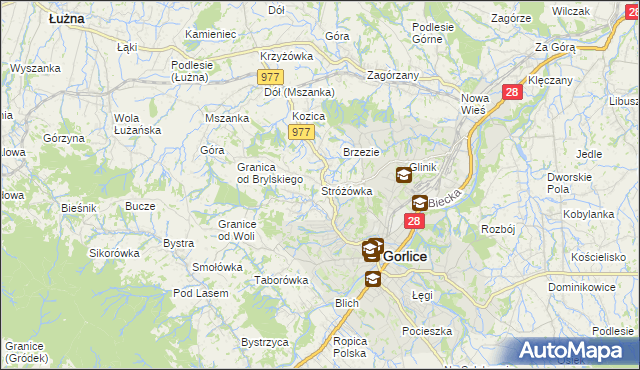 mapa Stróżówka, Stróżówka na mapie Targeo