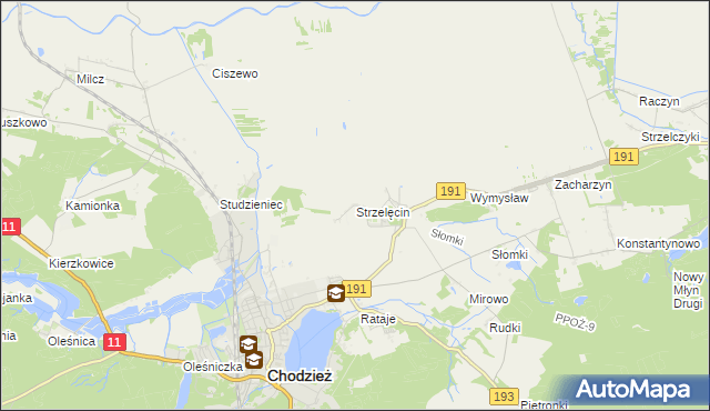 mapa Strzelęcin, Strzelęcin na mapie Targeo
