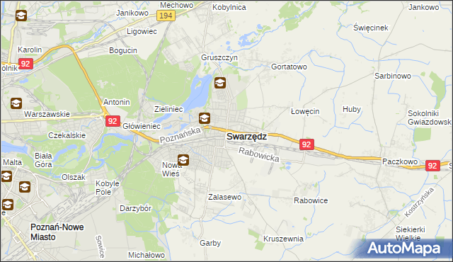 mapa Swarzędz, Swarzędz na mapie Targeo