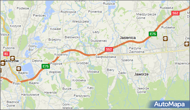 mapa Świętoszówka, Świętoszówka na mapie Targeo