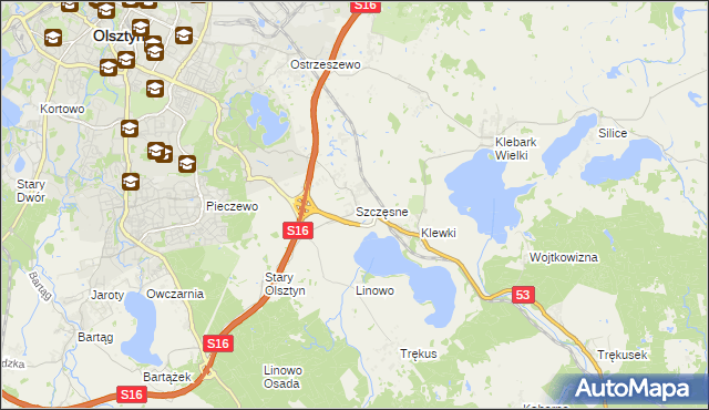 mapa Szczęsne gmina Purda, Szczęsne gmina Purda na mapie Targeo