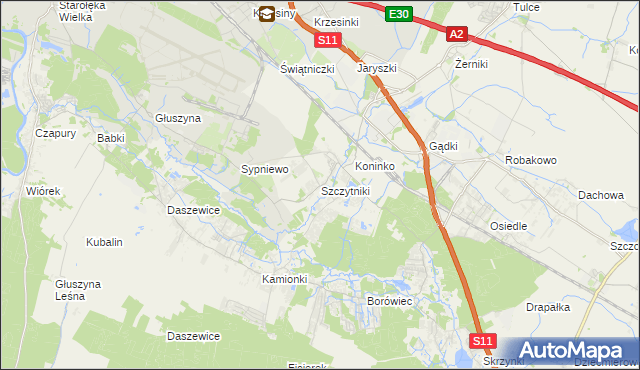 mapa Szczytniki gmina Kórnik, Szczytniki gmina Kórnik na mapie Targeo