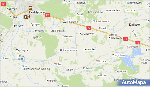 mapa Szczyty gmina Poddębice, Szczyty gmina Poddębice na mapie Targeo