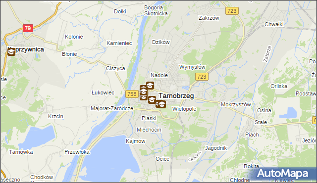 mapa Tarnobrzegu, Tarnobrzeg na mapie Targeo