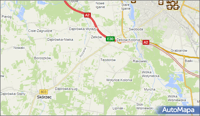 mapa Teodorów gmina Skórzec, Teodorów gmina Skórzec na mapie Targeo